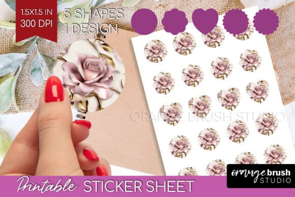 Download 3d Rose Marble Printable Sticker Sheet - Marble printable Collection